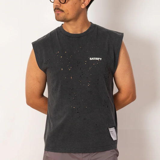 MothTech™ Muscle Tee "SATISFY" Aged Black