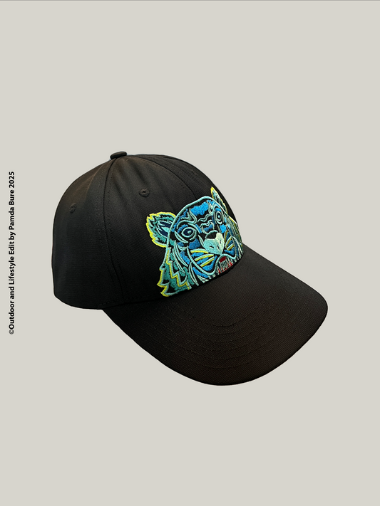 Tiger Embroidered Baseball Cap Black/Green/Blue- One Size (U)