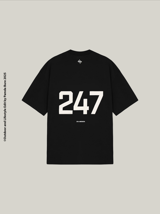 เสื้อยืดโอเวอร์ไซส์ Team 247 สีดำเจ็ท