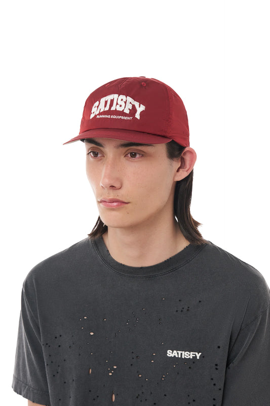 Flitesilk™ 5-Panel Pinch Cap Embroidered SATISFY Logo Burgundy - One Size