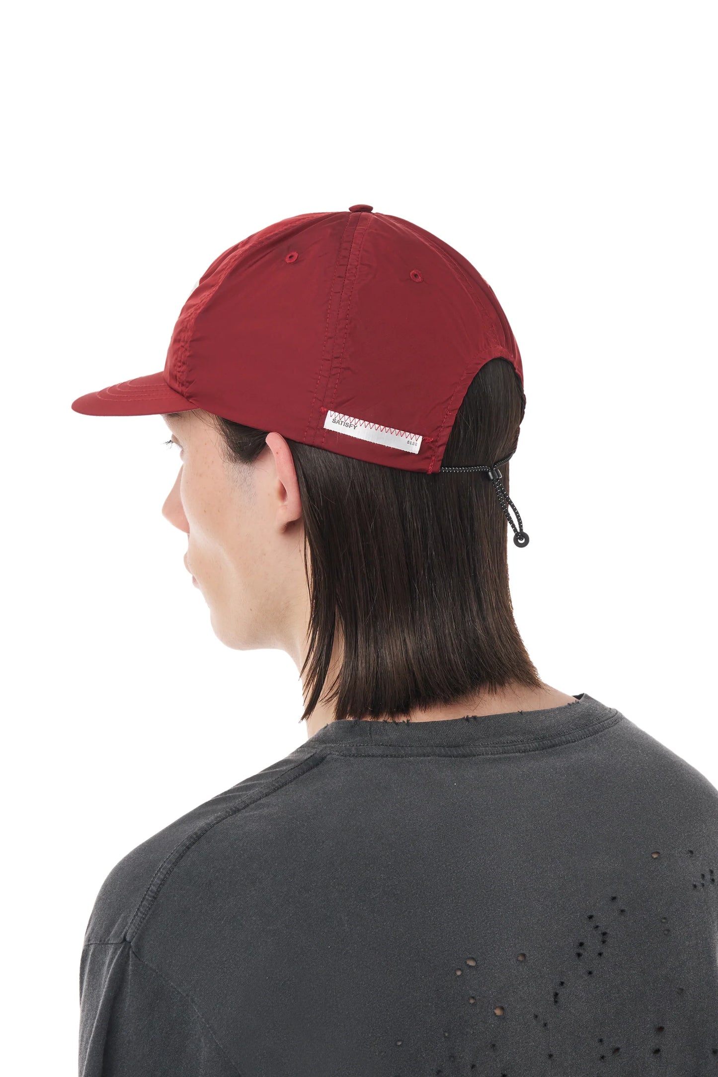 Flitesilk™ 5-Panel Pinch Cap Embroidered SATISFY Logo Burgundy - One Size