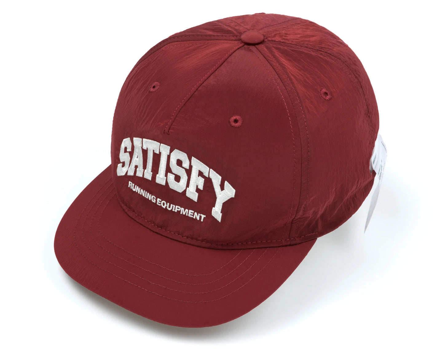 Flitesilk™ 5-Panel Pinch Cap Embroidered SATISFY Logo Burgundy - One Size