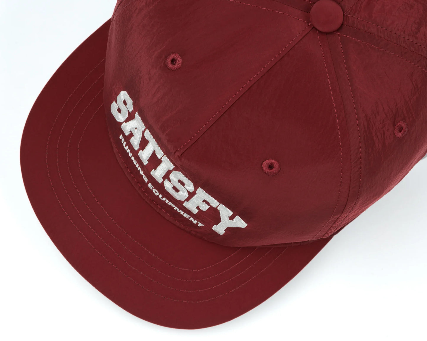 Flitesilk™ 5-Panel Pinch Cap Embroidered SATISFY Logo Burgundy - One Size