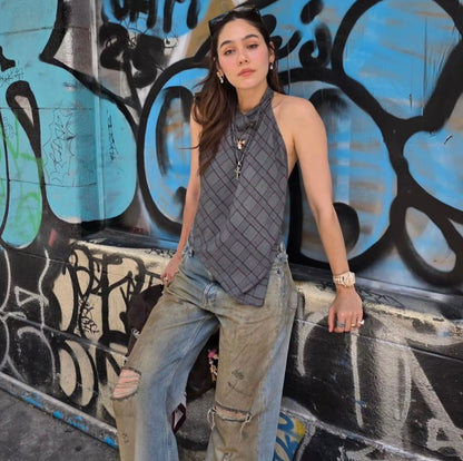 Penicillin 2001M distressed wide-leg jeans - 34" (M)