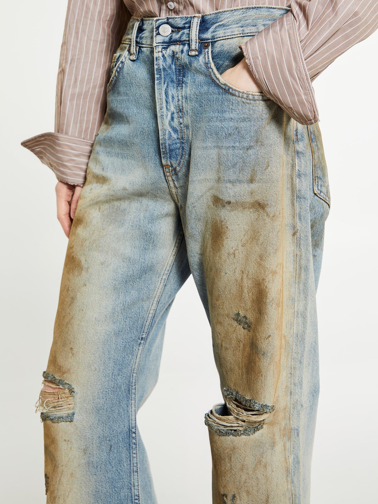 Penicillin 2001M distressed wide-leg jeans - 34" (M)
