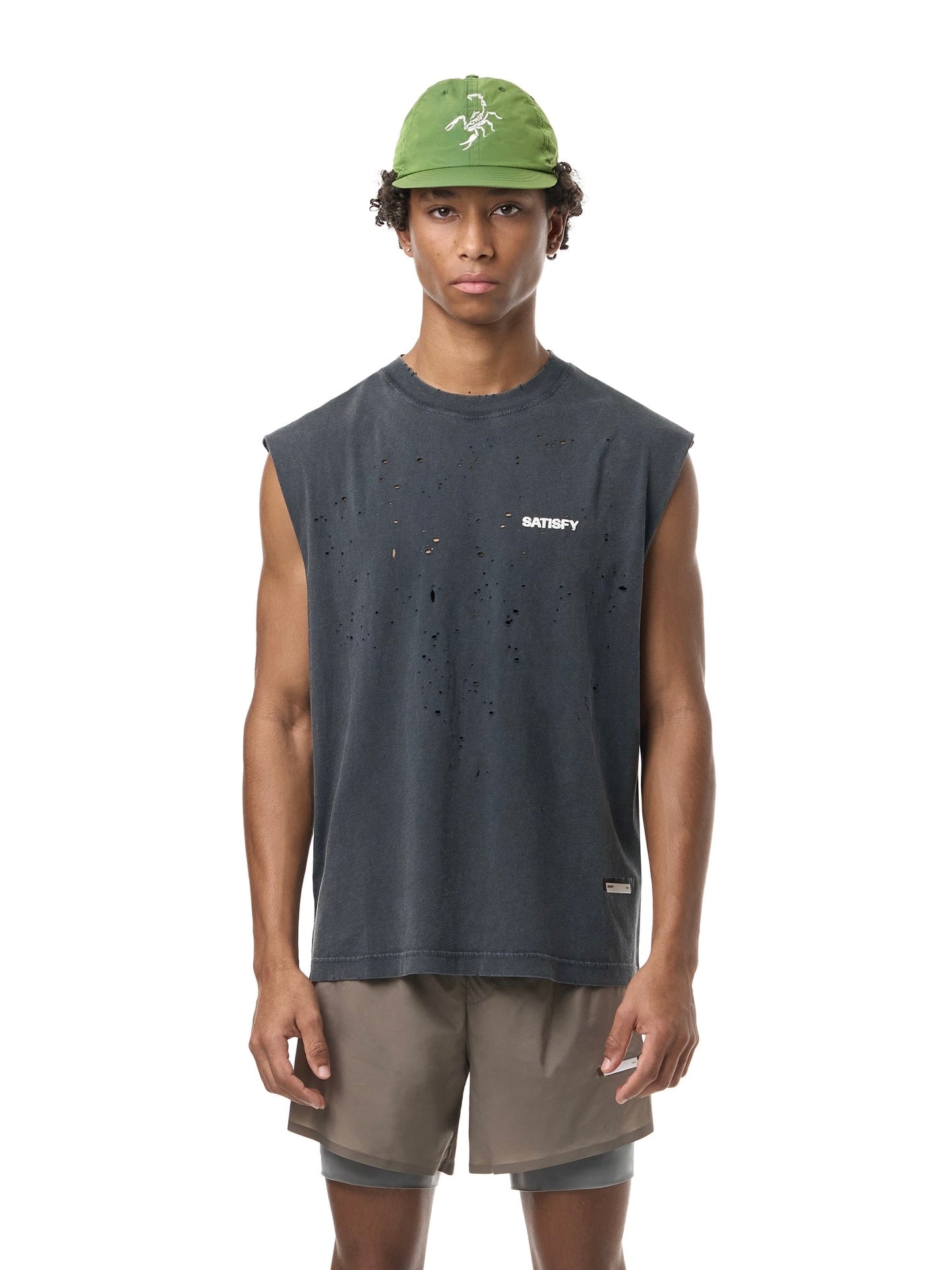 MothTech™ Muscle Tee "SATISFY" Aged Black