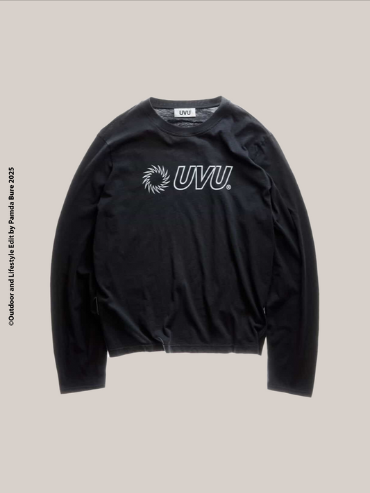"UVU" Long Sleeve Cotton T-Shirt Black