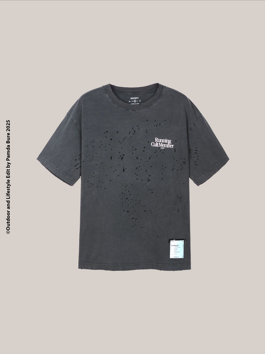 MothTech™ "Running Cult Member" T-Shirt Aged Black