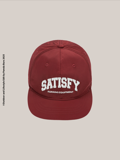 Flitesilk™ 5-Panel Pinch Cap Embroidered SATISFY Logo Burgundy - One Size