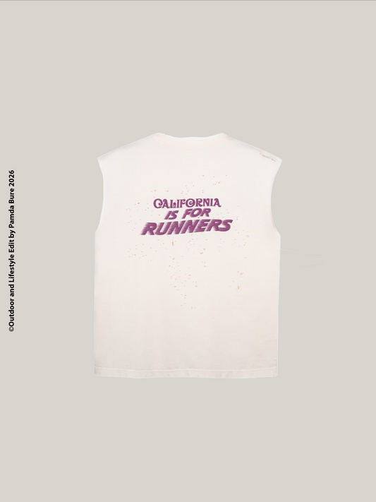 MothTech™ 10 Year Anniverary Muscle Tee "California is for Runner" Sun Bleached Rose Water