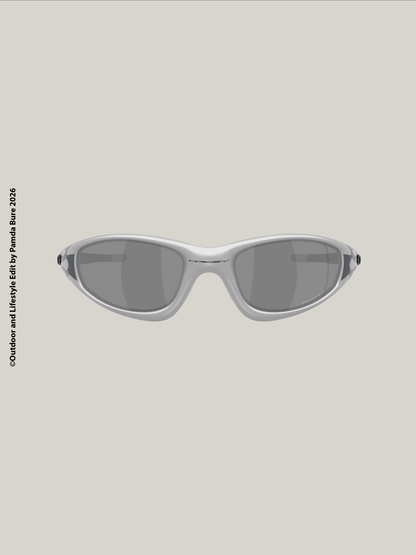 Oakley MUZM Straight Jacket 99 Sunglasses Silver Grey Flames / Prizm Black