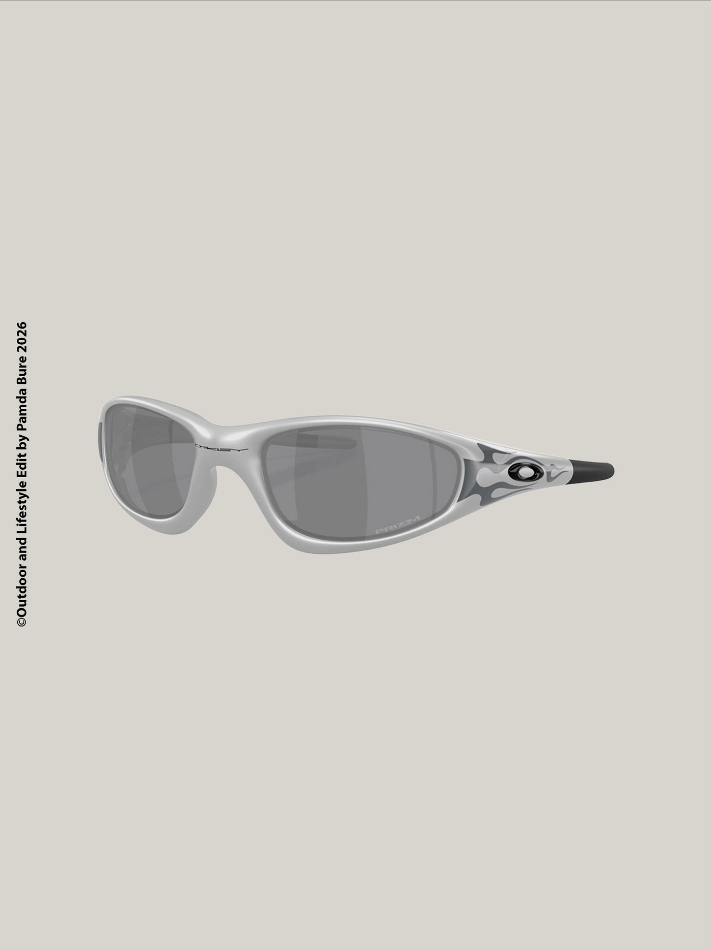 Oakley MUZM Straight Jacket 99 Sunglasses Silver Grey Flames / Prizm Black
