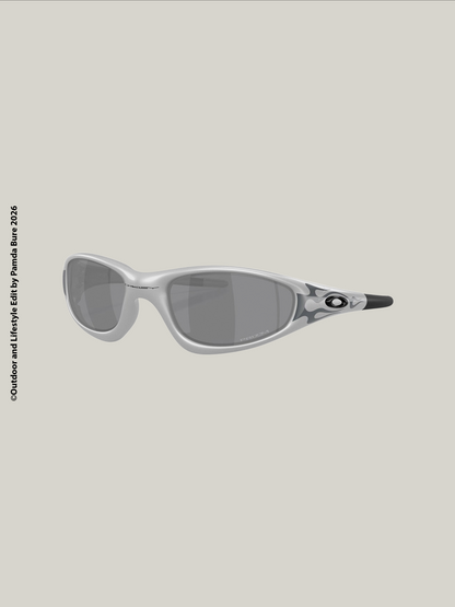 Oakley MUZM Straight Jacket 99 Sunglasses Silver Grey Flames / Prizm Black