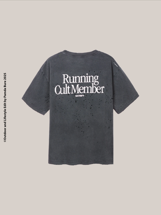 MothTech™ "Running Cult Member" T-Shirt Aged Black