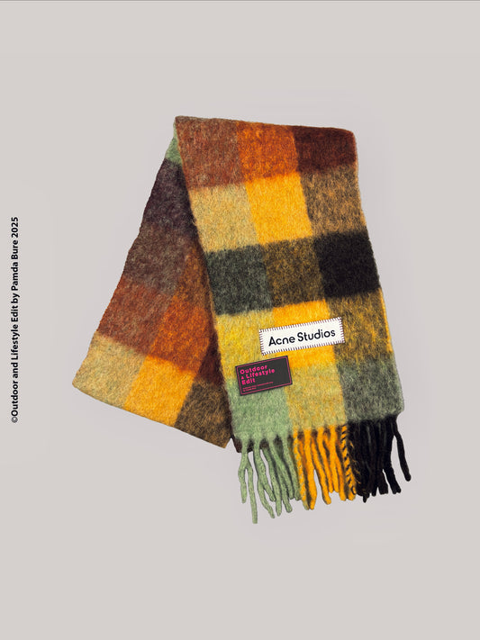 Mohair Checked Scarf Brown/Yellow/Green - One Size (U)