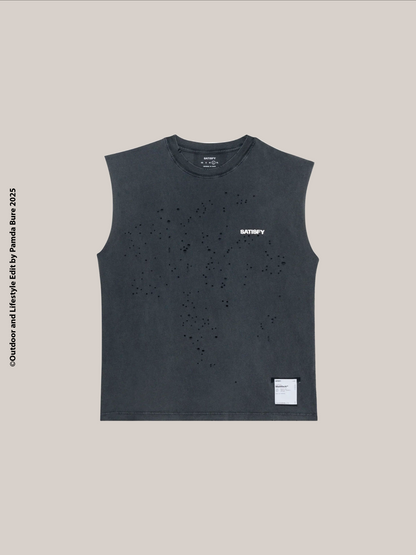 MothTech™ Muscle Tee "SATISFY" Aged Black