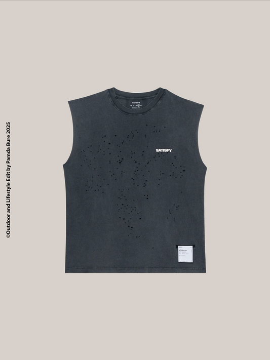 MothTech™ Muscle Tee "SATISFY" Aged Black